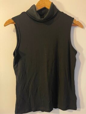 Rachel Zoe Black Pima Cotton Sleeveless Turtleneck L